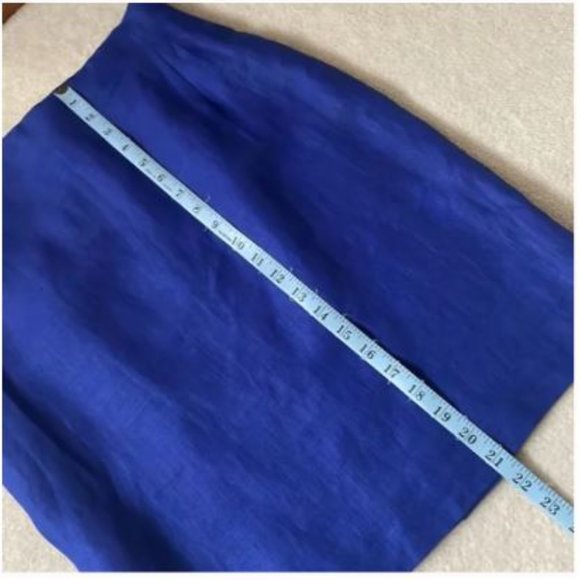 Vintage Cobalt Blue Linen Skirt - Picture 9 of 10